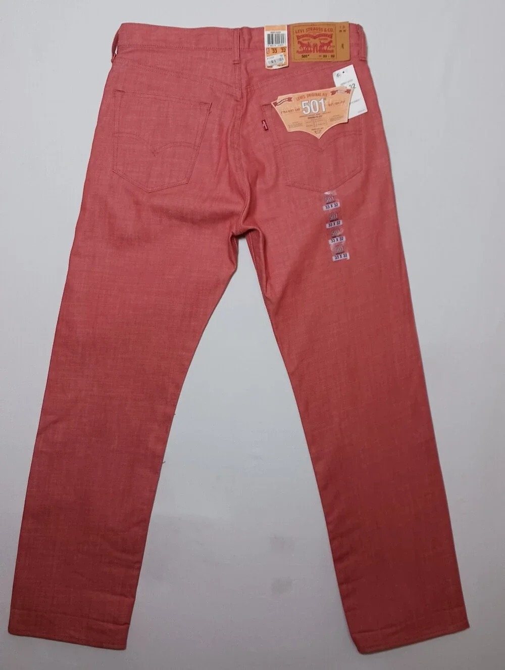 Levi's 501 Mens White Oak Cone Denim Jeans 33X32 Coral NWT Button Fly